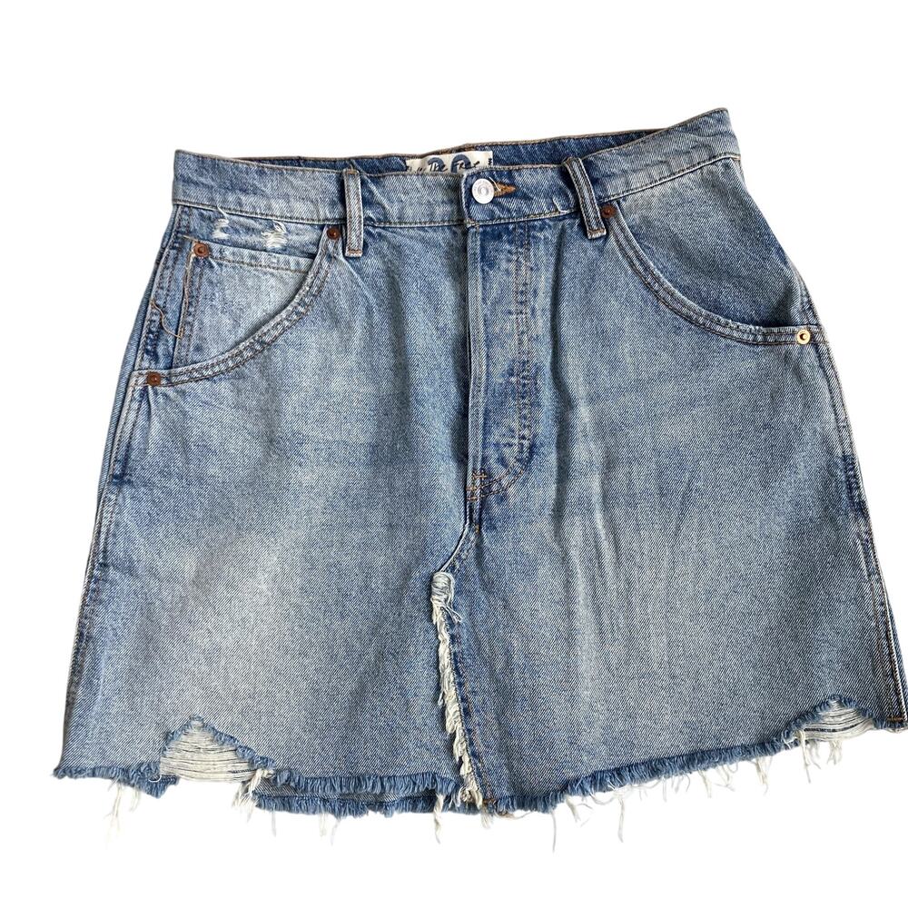 We The Free Distressed Denim Jean Skirt - 30